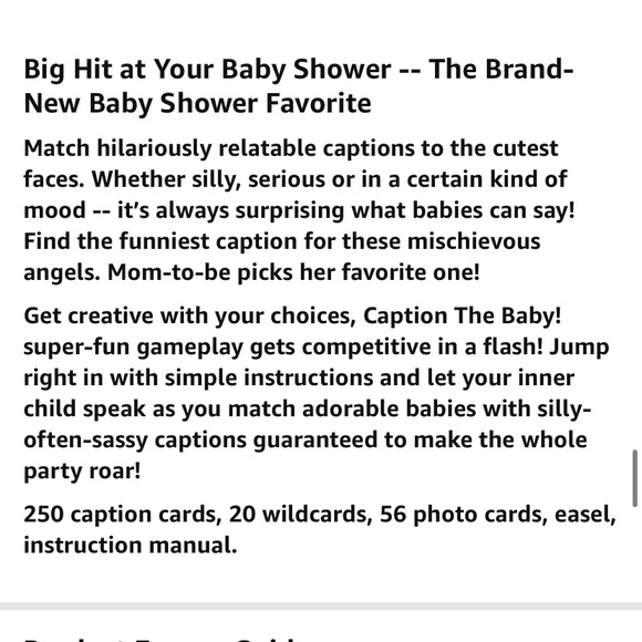 NEW Caption The Baby! Photo Caption Card Game Baby Shower or Gender Reveal Games - Picture 11 of 12